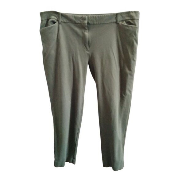 Liz Claiborne Plus Size 18W Cropped Trousers Olive Green Stylish Pants Fit Casua - Picture 2 of 10